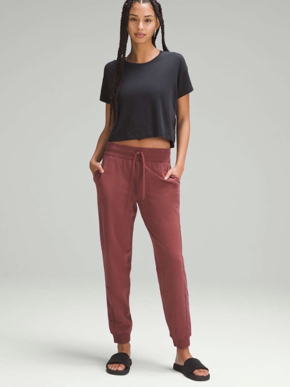 Lululemon Scuba High-Rise French Terry Jogger smoky red lounge wear gym sz 14